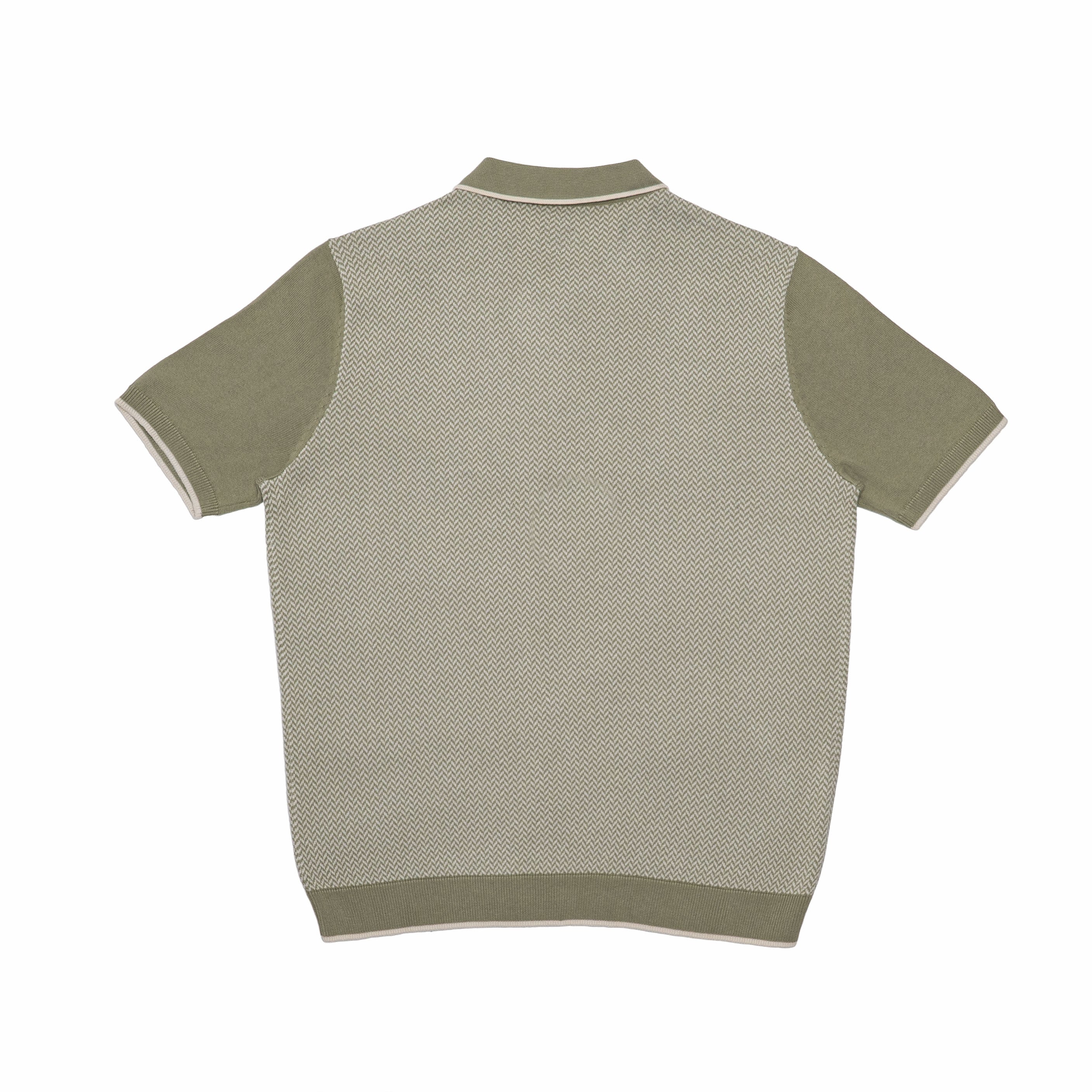COLLINS SWEATER POLO GREEN/ECRU