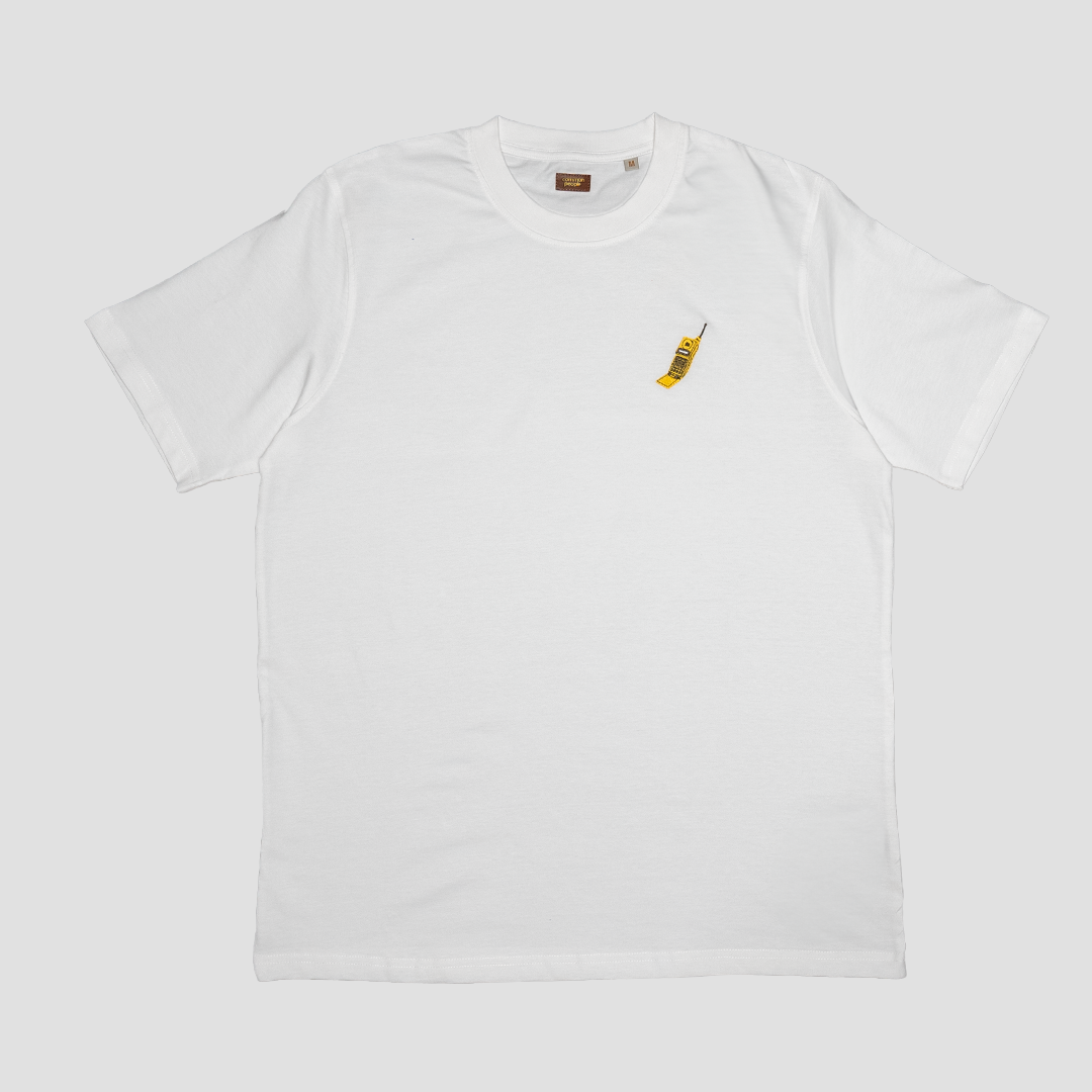 EMBROIDERED T-SHIRT - YELLOW PHONE