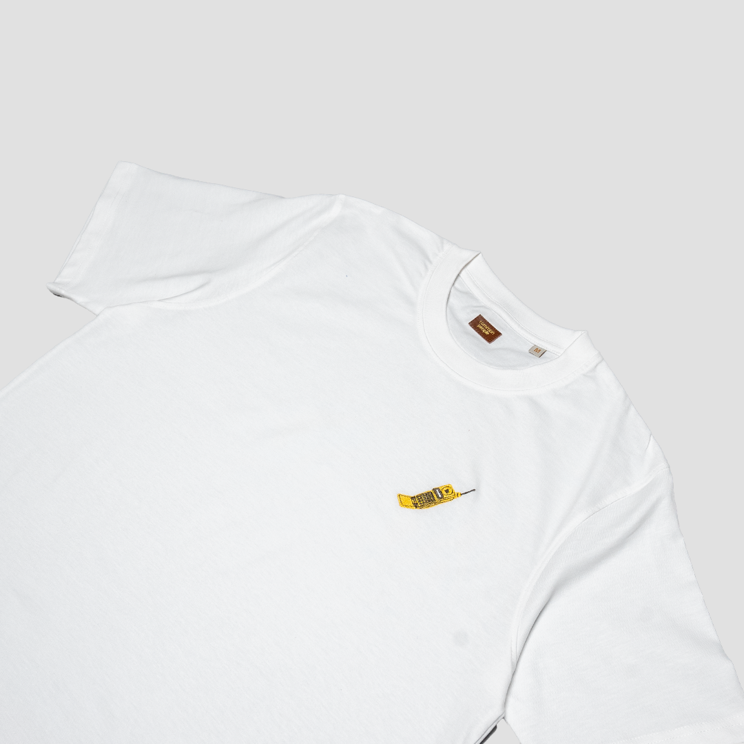 EMBROIDERED T-SHIRT - YELLOW PHONE