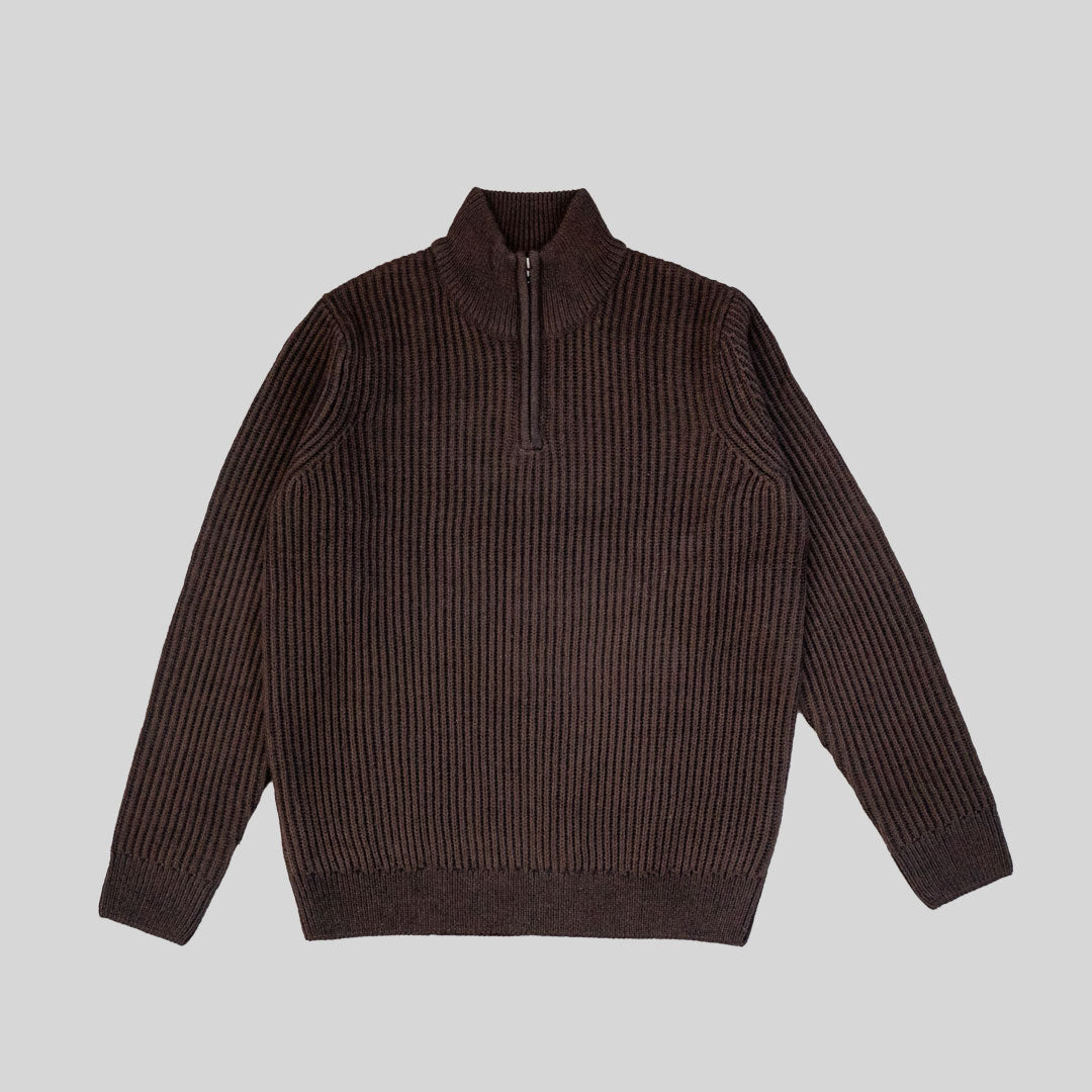 PLATED QUARTER ZIP – BROWN