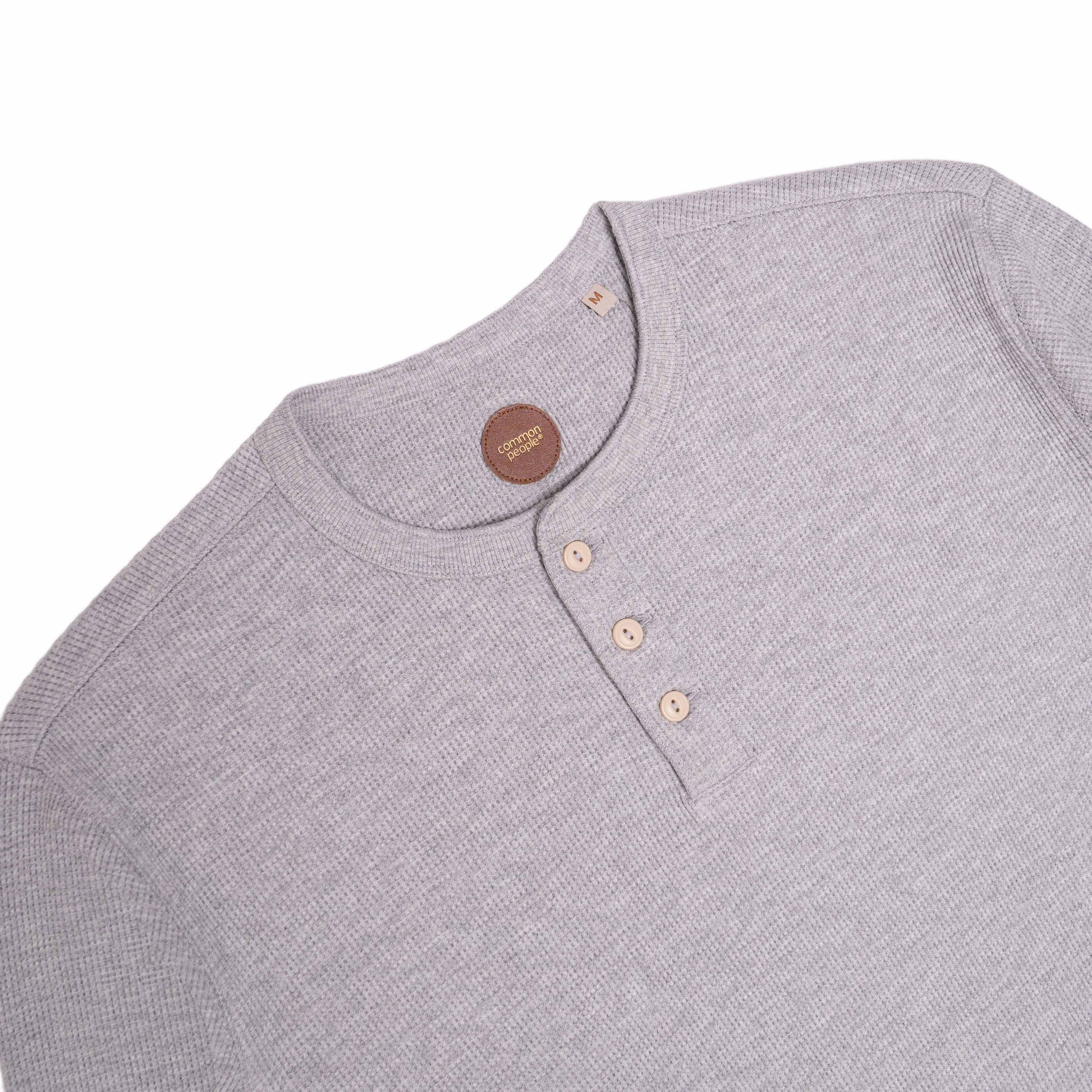 WAFFLE L/SLV HENLEY – GREY – CommonPeople