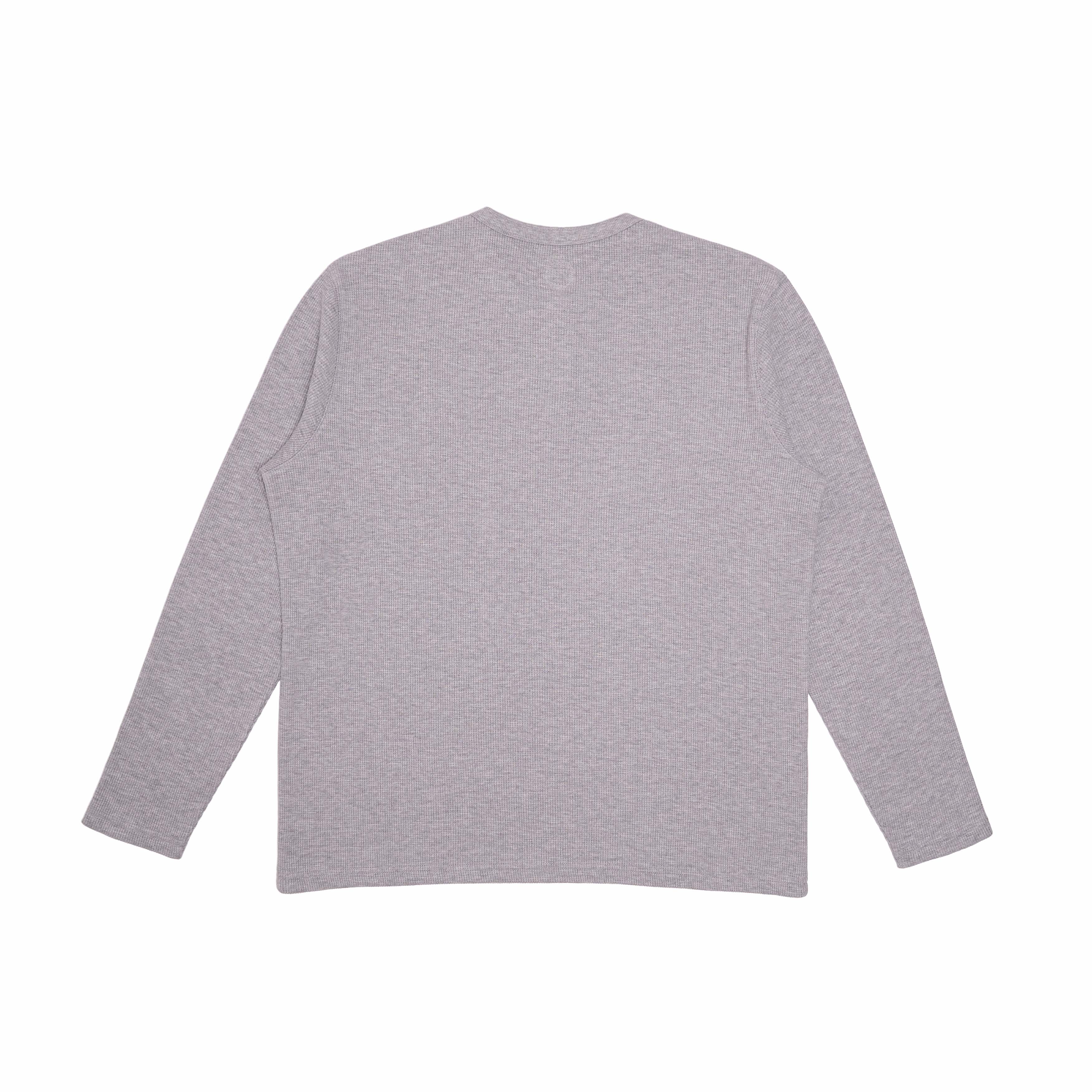 WAFFLE L/SLV HENLEY – GREY