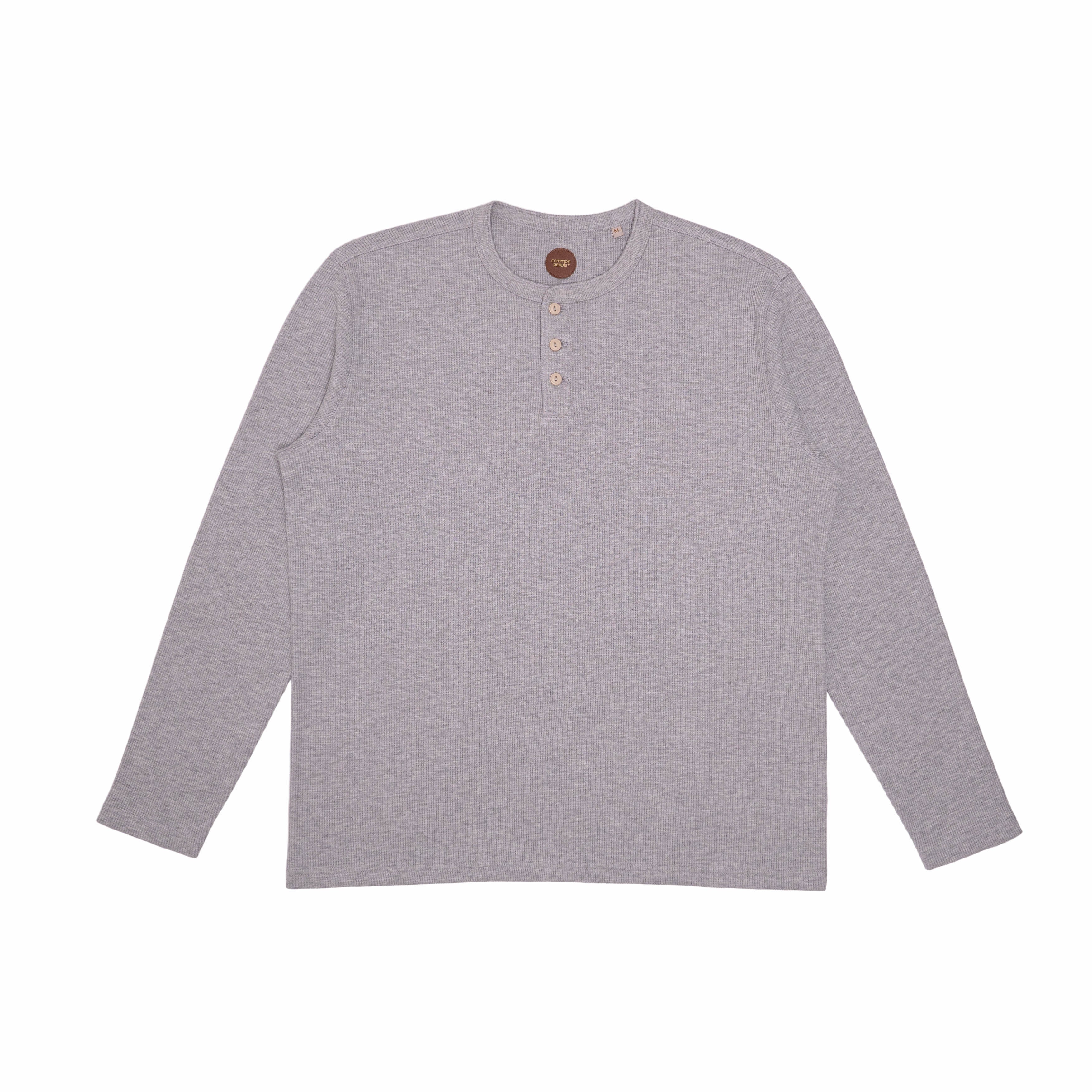WAFFLE L/SLV HENLEY – GREY – CommonPeople
