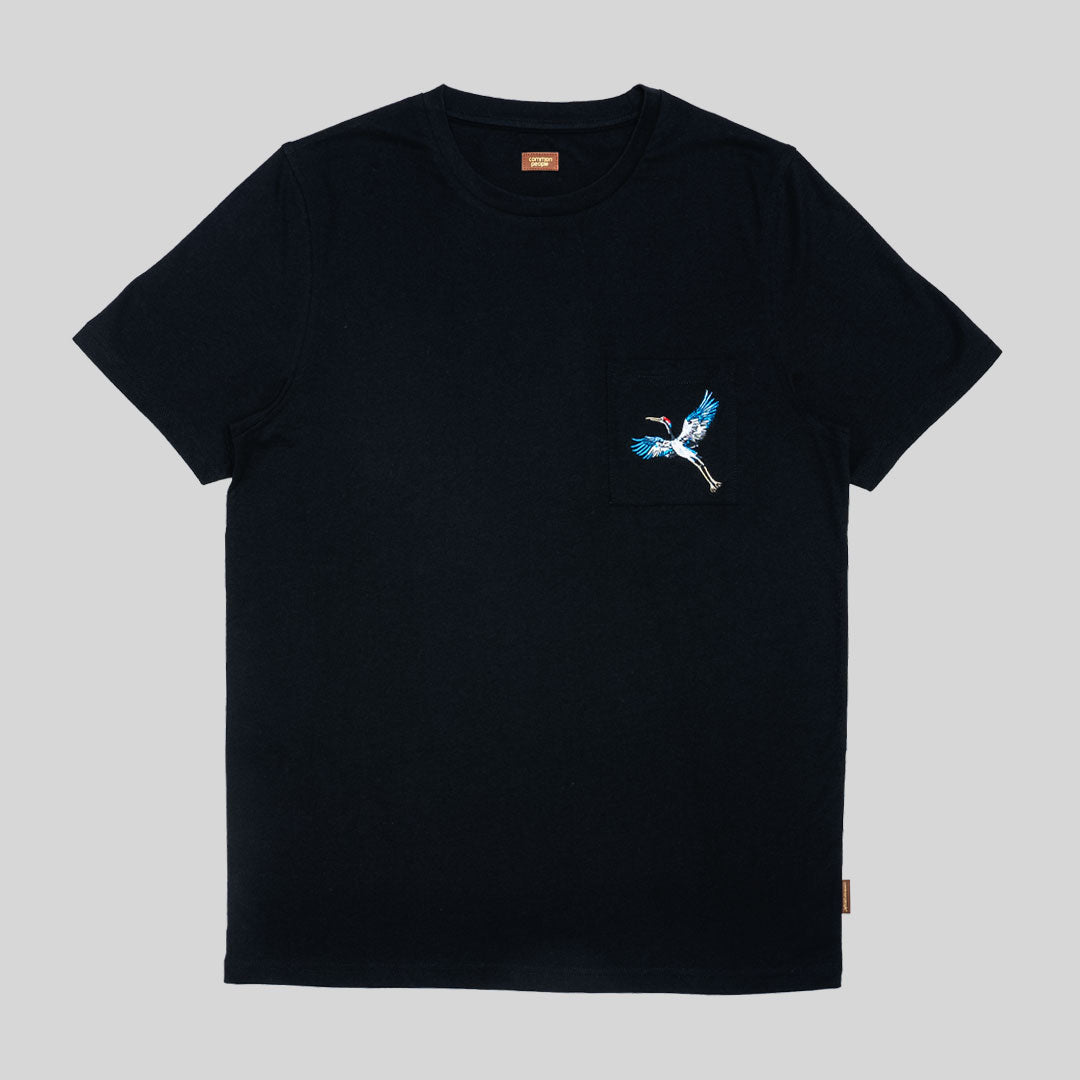 UNION CRANE SS EMB T-SHIRT - BLACK