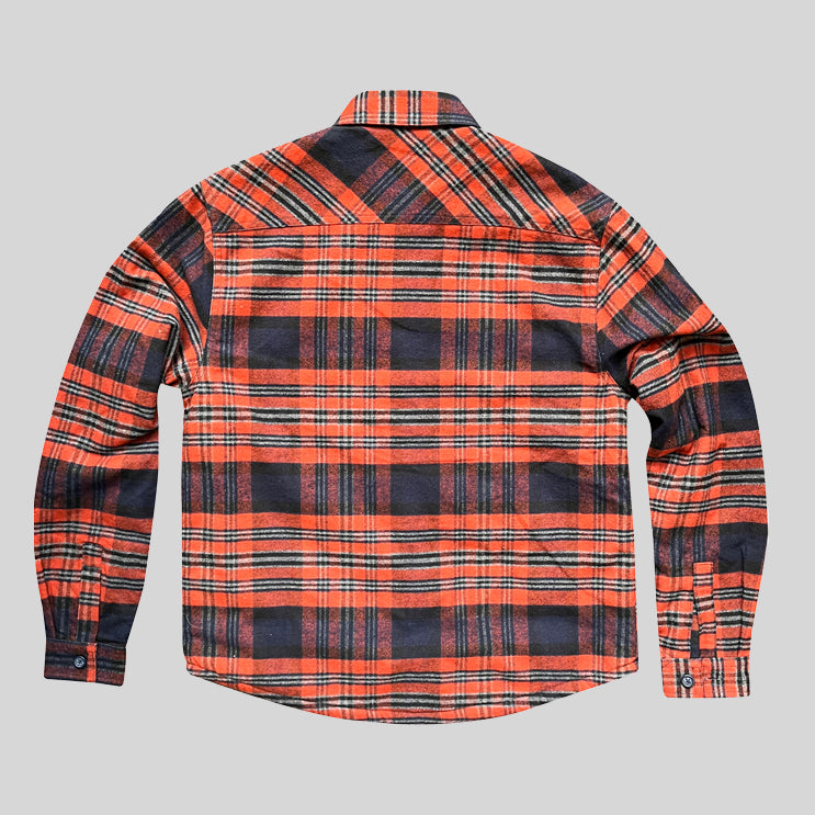 2 PKT CHECK SHIRT NAVY/ORANGE