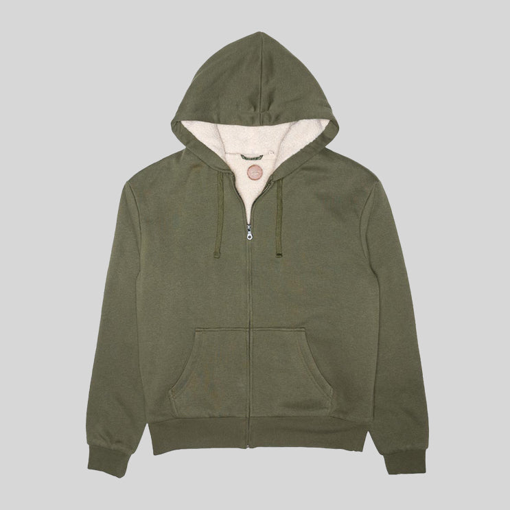 RODDY ZIP THROUGH DARK KHARKI HOODIE